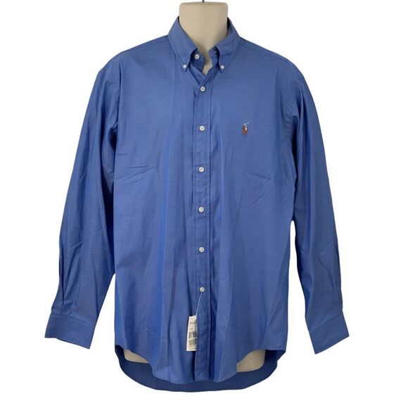 Ralph Lauren Yarmouth Mens Long Sleeve‎ Button-Down Oxford Blue Shirt 15.5/34 - Picture 1 of 7